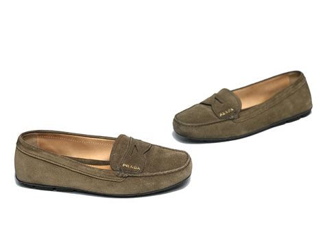 prada brown suede moccasins women|Prada Loafers and moccasins for Women .